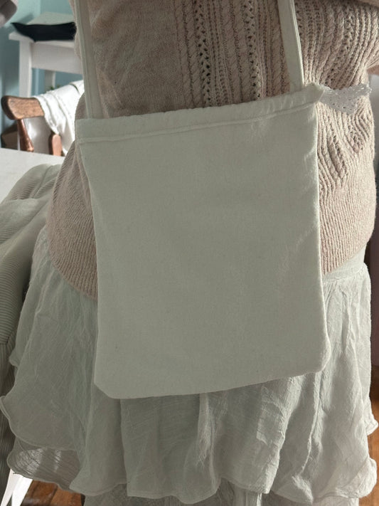 white handmade shoulder bag