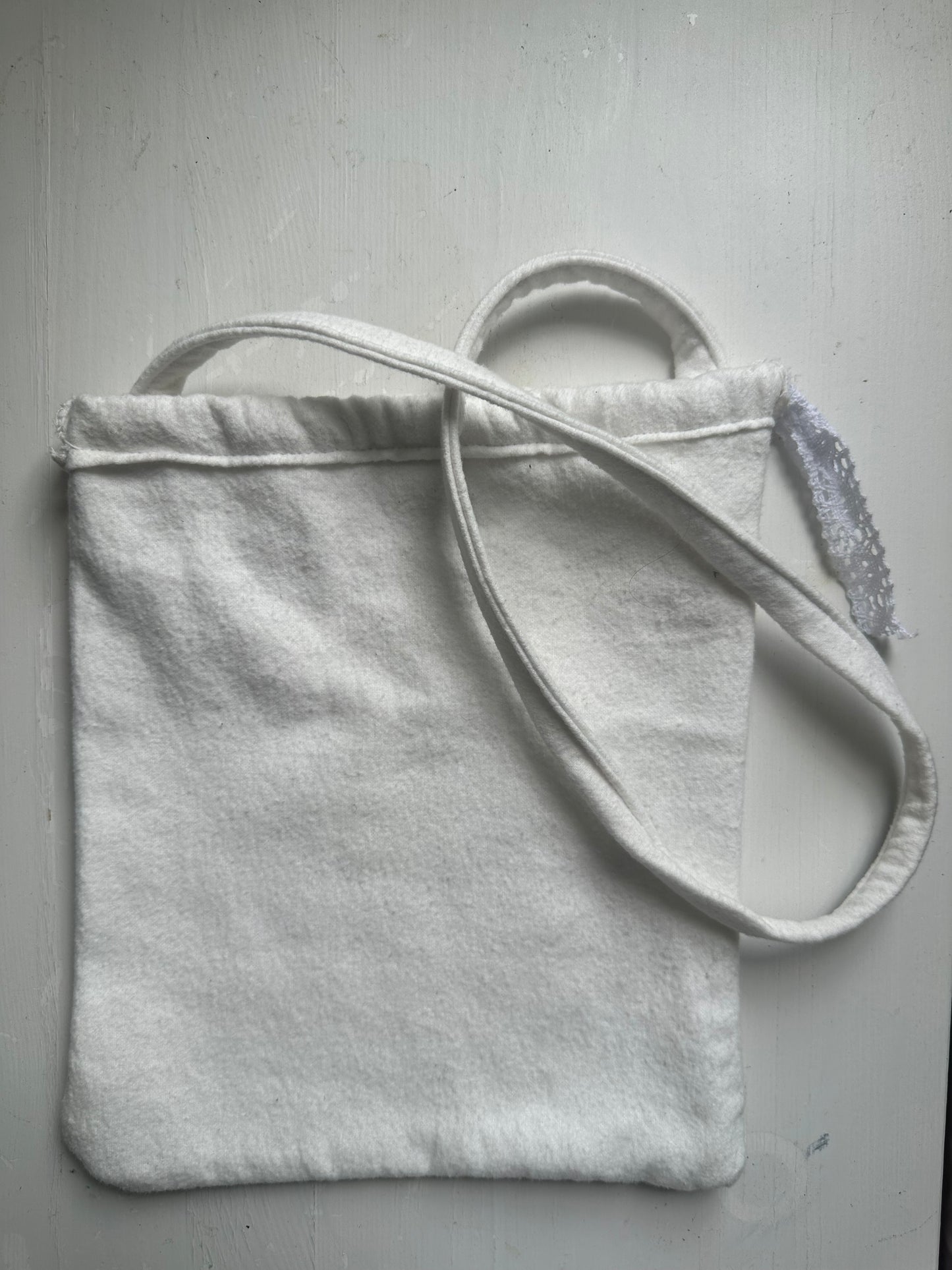 white handmade shoulder bag
